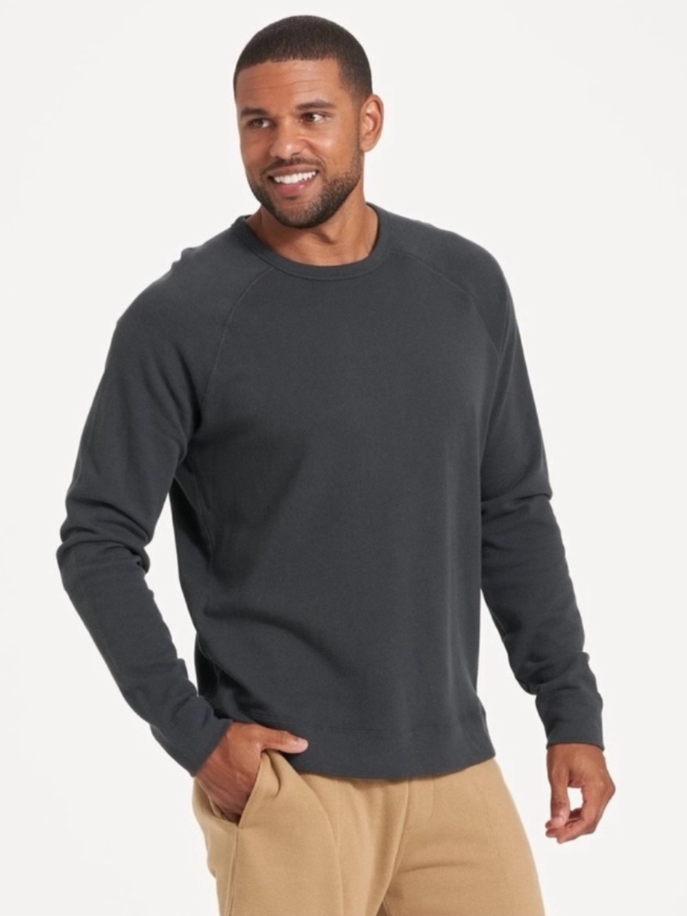 Vuori Vital Crew Long Sleeve Pullover Sweat Shirt Charcoal Grey Size S
